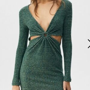 Pacific Republic green ribbed O ring mini dress with cut out sides Size XS NWT
